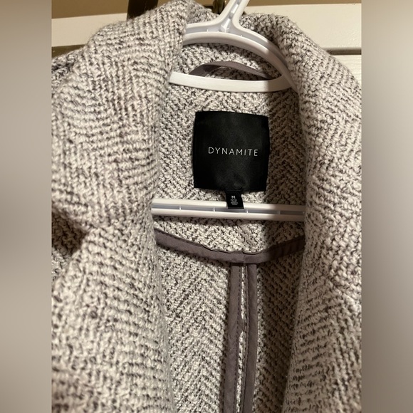 Dynamite Grey Textured Pea Coat - Picture 2 of 3